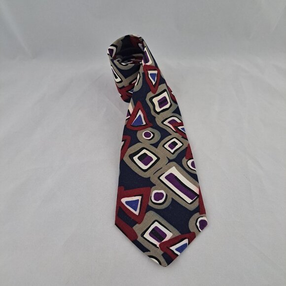 Van Heusen Mens Retro Geometric Pattern Cotton Tie 3 3/4" Wide USA - Picture 1 of 10